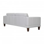 Wynne Contemporary Sofa in Genuine Dove Gray Leather with Brown Wood Legs