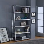 ACME Coleen Bookshelf, White High Gloss & Chrome