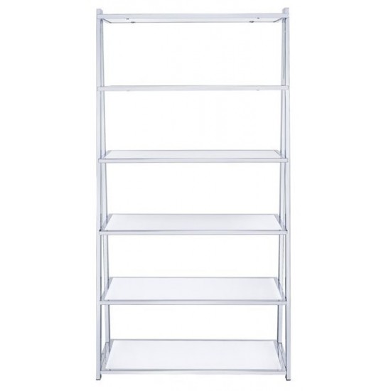 ACME Coleen Bookshelf, White High Gloss & Chrome