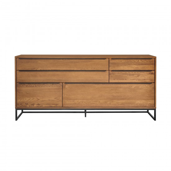 Nevada Rustic Oak Wood Sideboard In Balsamico