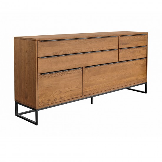 Nevada Rustic Oak Wood Sideboard In Balsamico