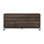 Nevada Rustic Oak Wood Sideboard In Dark Brown