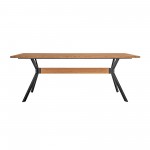 Nevada Rustic Oak Wood Trestle Base Dining Table in Balsamico