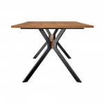 Nevada Rustic Oak Wood Trestle Base Dining Table in Balsamico