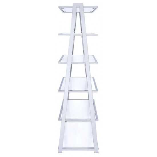 ACME Coleen Bookshelf, White High Gloss & Chrome