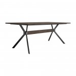 Nevada Rustic Oak Wood Trestle Base Dining Table In Dark Brown