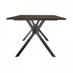 Nevada Rustic Oak Wood Trestle Base Dining Table In Dark Brown