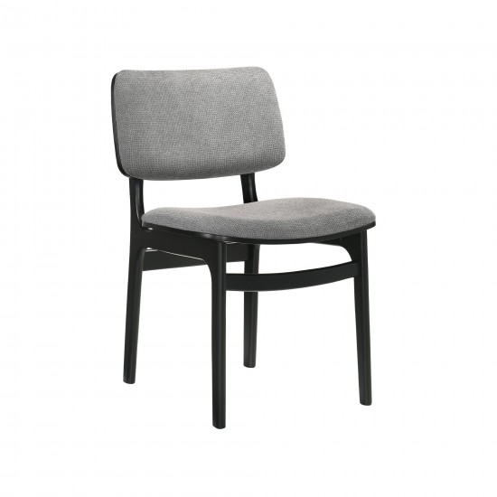 Lima Gray Upholstered Wood Dining Chairs in Black Finish - Set of 2