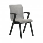 Varde Mid-Century Gray Upholstered Dining Chairs in Black Finish - Set of 2