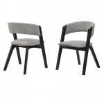 Rowan Gray Upholstered Dining Chairs in Black Finish - Set of 2