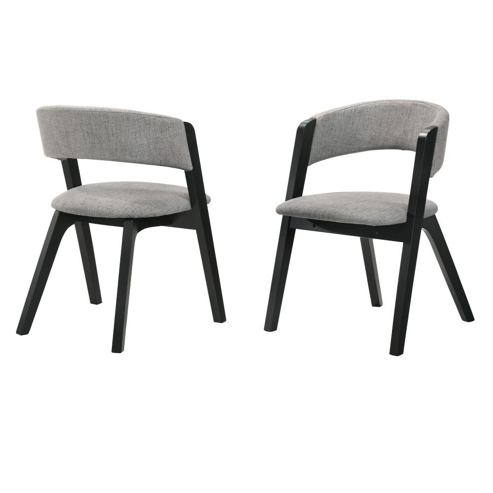 Rowan Gray Upholstered Dining Chairs in Black Finish - Set of 2