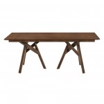 Cortina 79" Mid-Century Modern Walnut Wood Dining Table with Walnut Legs