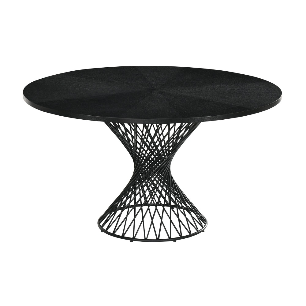Cirque 54" Round Black Wood and Metal Pedestal Dining Table Cirque 54" Round Black Wood and Metal Pedestal Dining Table