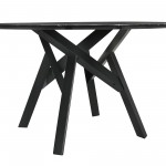 Venus 54" Round Modern Black Marble Dining Table with Black Wood Legs