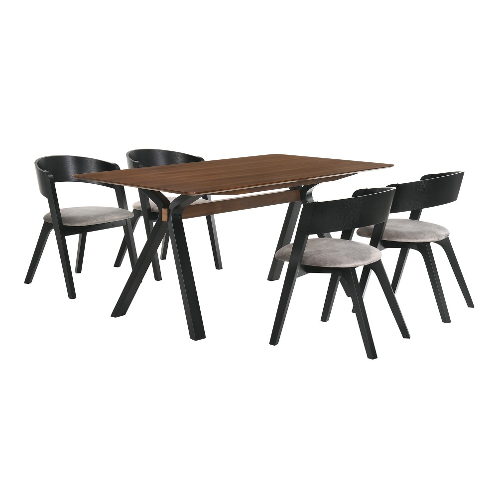 Laredo and Jackie 5 Piece Black Rectangular Dining Set