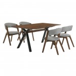 Laredo and Rowan 5 Piece Walnut Rectangular Dining Set