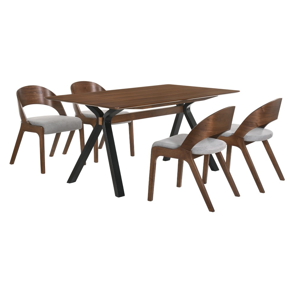 Laredo and Polly 5 Piece Walnut Rectangular Dining Set