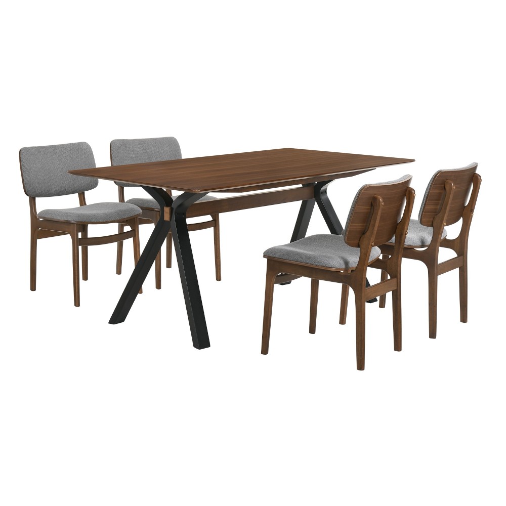 Laredo and Lima 5 Piece Walnut Rectangular Dining Set