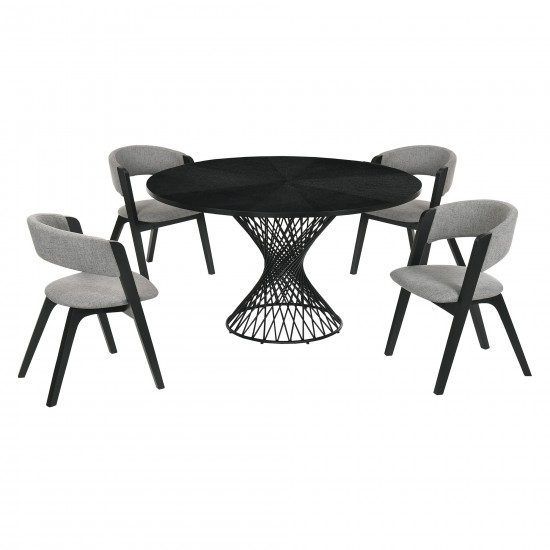 Cirque and Rowan 5 Piece Black Round Dining Set