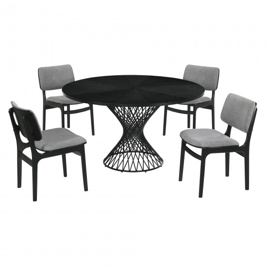 Cirque and Lima 5 Piece Black Round Dining Set