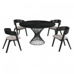 Cirque and Jackie 5 Piece Black Round Dining Set