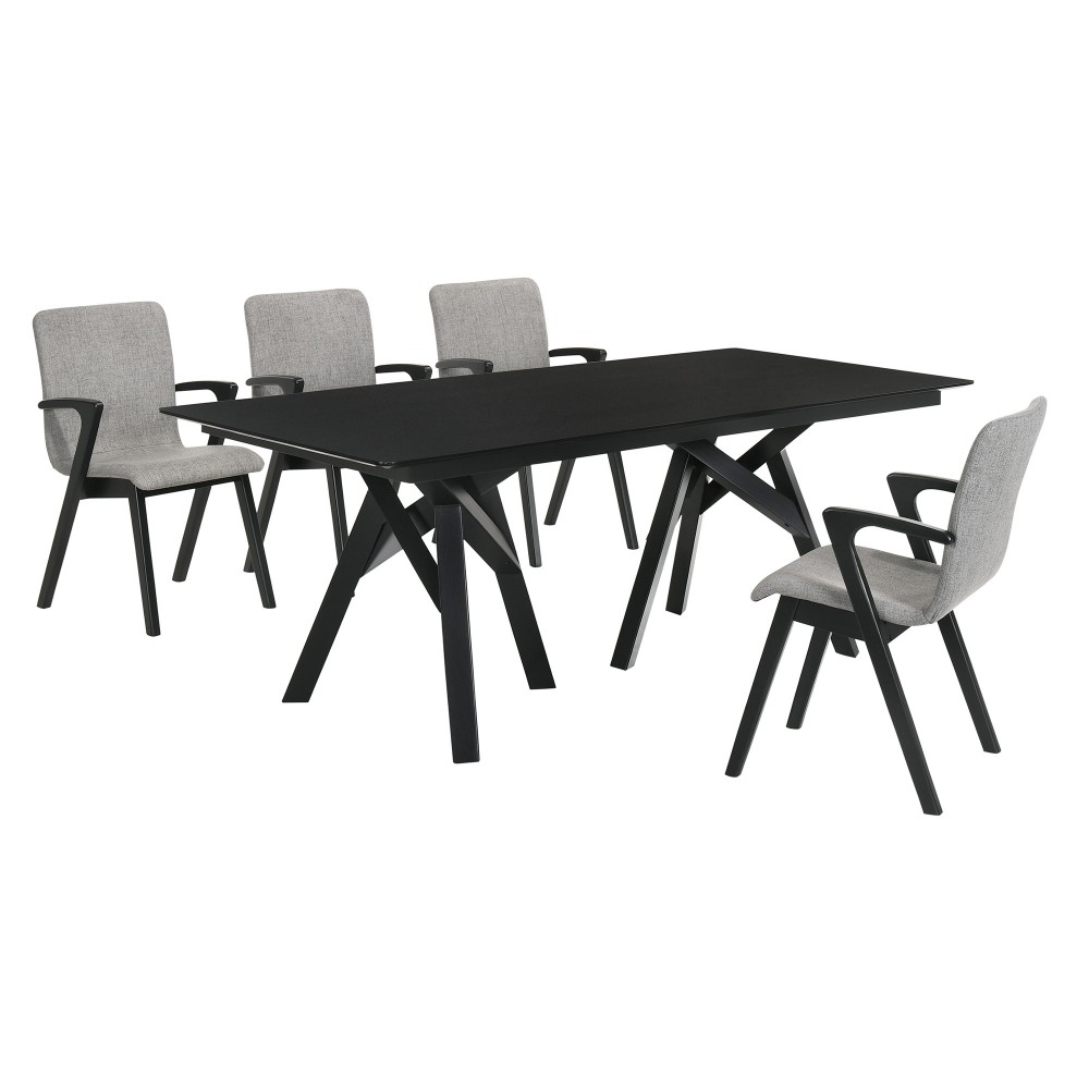 Cortina and Varde 5 Piece Black Rectangular Dining Set