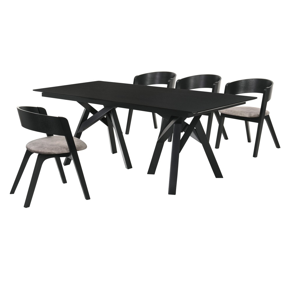 Cortina and Jackie 5 Piece Black Rectangular Dining Set