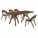 Cortina and Polly 5 Piece Walnut Rectangular Dining Set