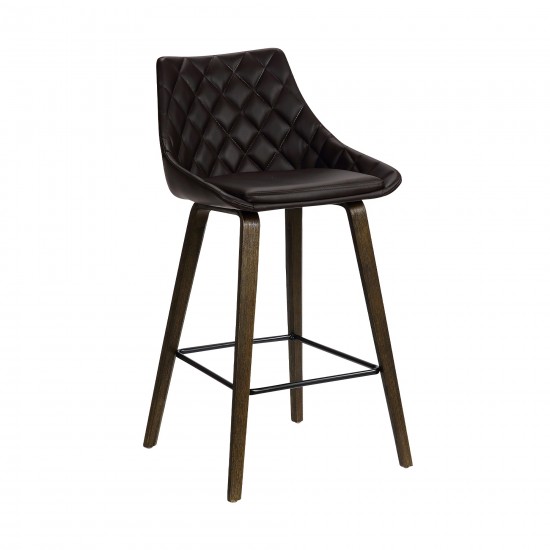 Dani 26" Brown Faux Leather Barstool in Walnut Glazed Finish