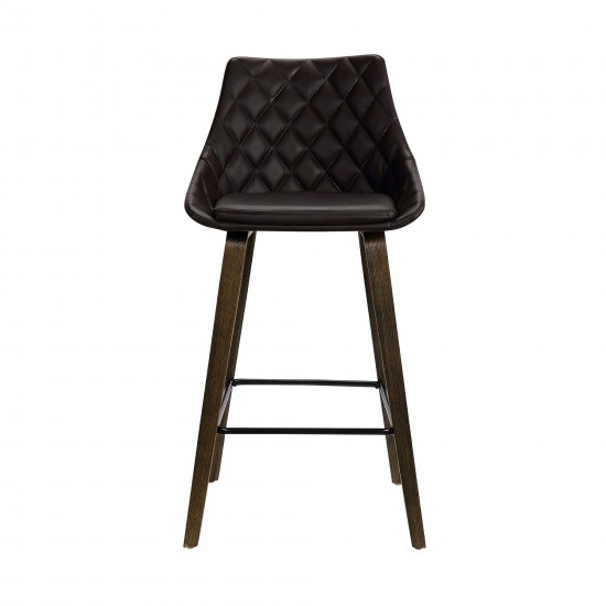 Dani 26" Brown Faux Leather Barstool in Walnut Glazed Finish