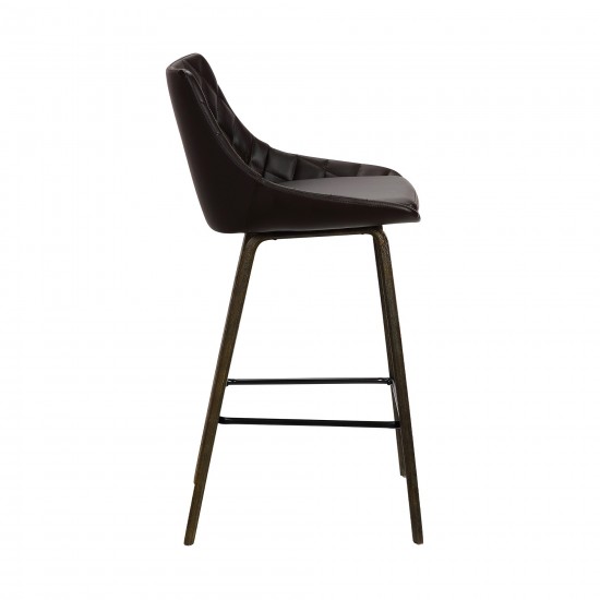 Dani 26" Brown Faux Leather Barstool in Walnut Glazed Finish