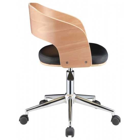 ACME Yoshiko Office Chair, Black PU & Beech