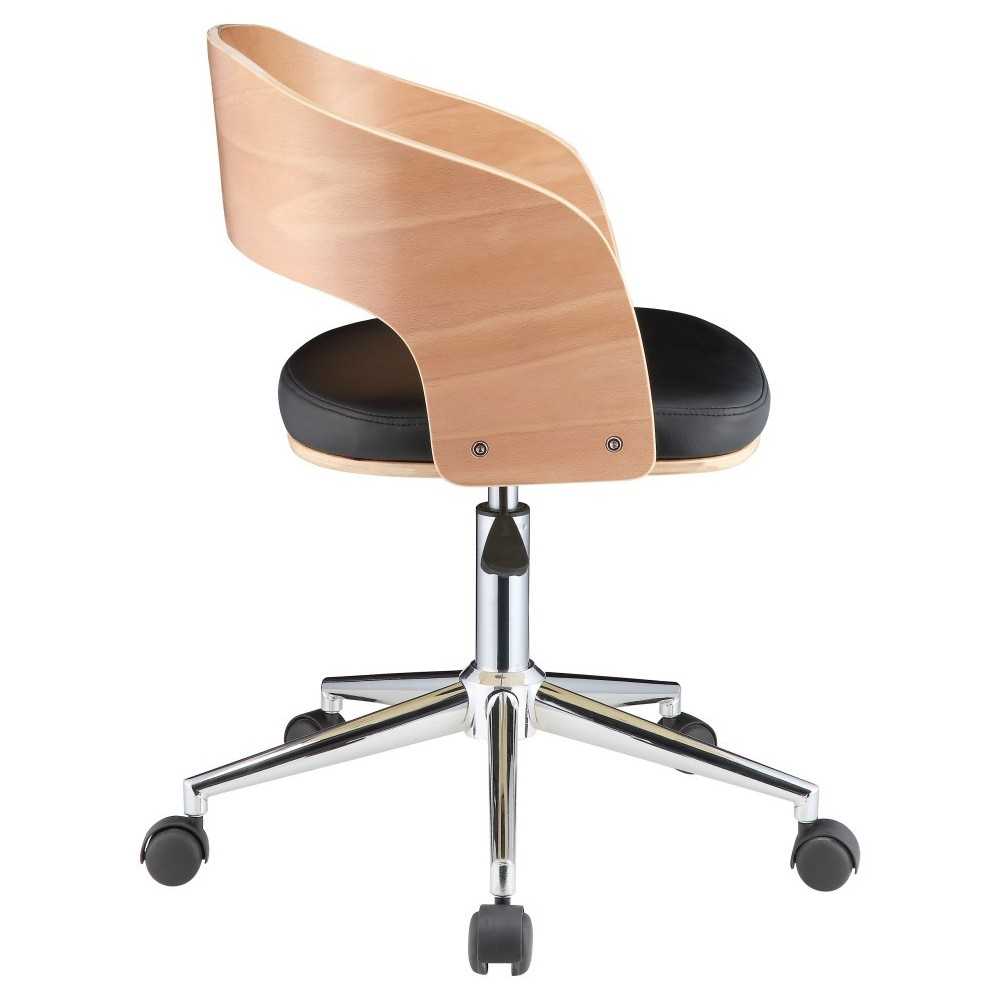 ACME Yoshiko Office Chair, Black PU & Beech