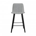 Lorenz 26" Gray Faux Leather Barstool In Black Brushed Wood Finish