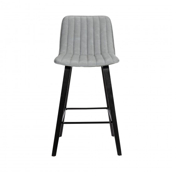 Lorenz 26" Gray Faux Leather Barstool In Black Brushed Wood Finish