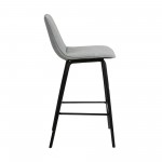 Lorenz 26" Gray Faux Leather Barstool In Black Brushed Wood Finish