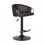 Solstice Adjustable Black Faux Leather Swivel Barrstool