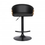 Solstice Adjustable Black Faux Leather Swivel Barrstool