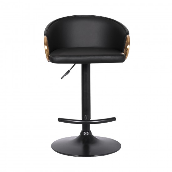 Solstice Adjustable Black Faux Leather Swivel Barrstool