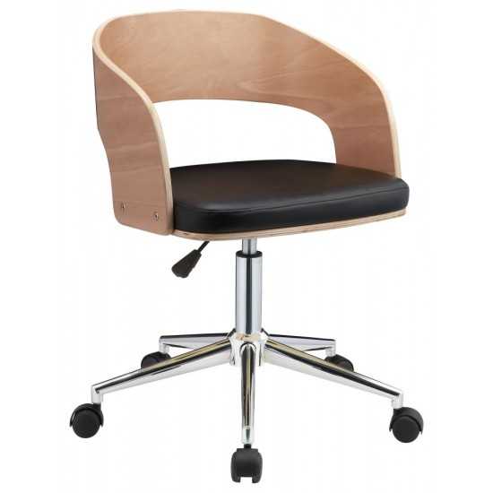 ACME Yoshiko Office Chair, Black PU & Beech