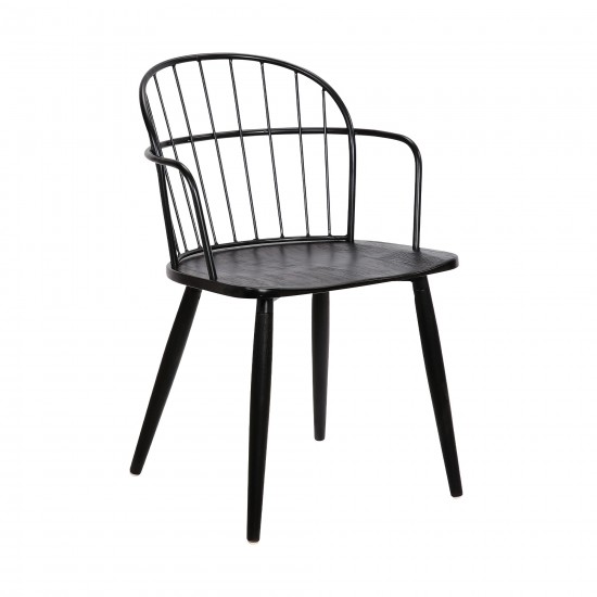 Bradley Steel Framed Side Chair in Black Powder Coated Finish