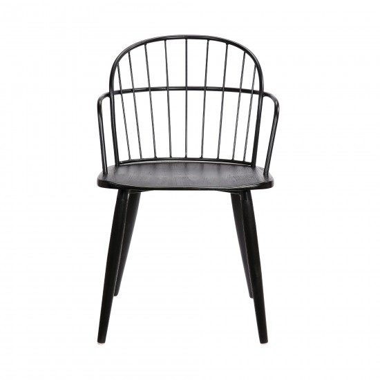 Bradley Steel Framed Side Chair in Black Powder Coated Finish