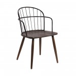 Bradley Steel Framed Side Chair in Black Finish & Walnut Glazed Wood