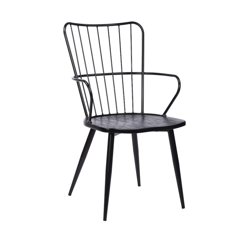 Parisa High Back Steel Framed Side Chair in Black Finish and Black Brushed Wood