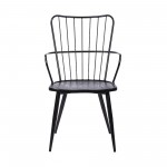 Parisa High Back Steel Framed Side Chair in Black Finish and Black Brushed Wood