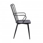 Parisa High Back Steel Framed Side Chair in Black Finish and Black Brushed Wood