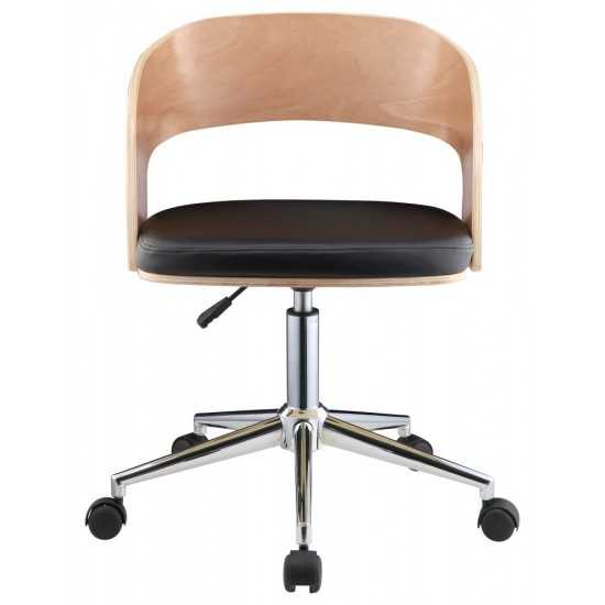 ACME Yoshiko Office Chair, Black PU & Beech