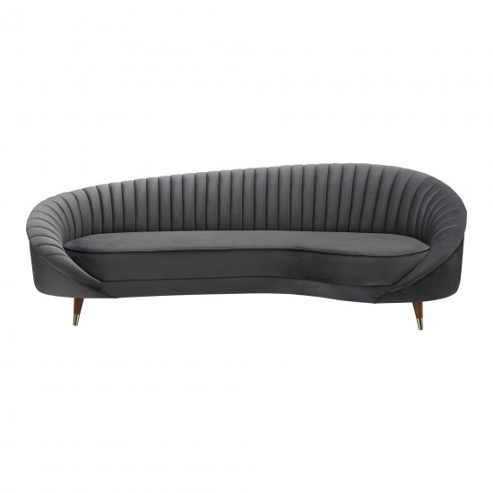 Karisma Dark Gray Curved Velvet Sofa