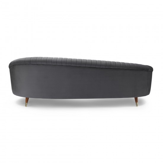 Karisma Dark Gray Curved Velvet Sofa