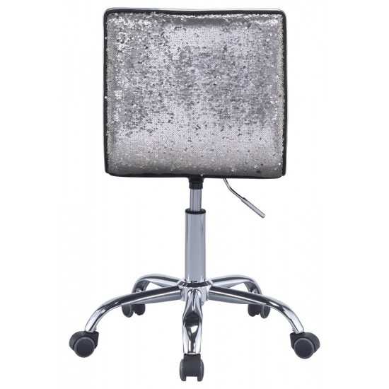 ACME Alessio Office Chair, Silver PU & Chrome